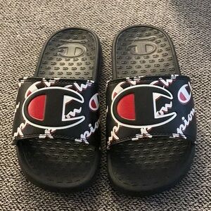 Champion Boys Slide Sandals - Black with Red Accents